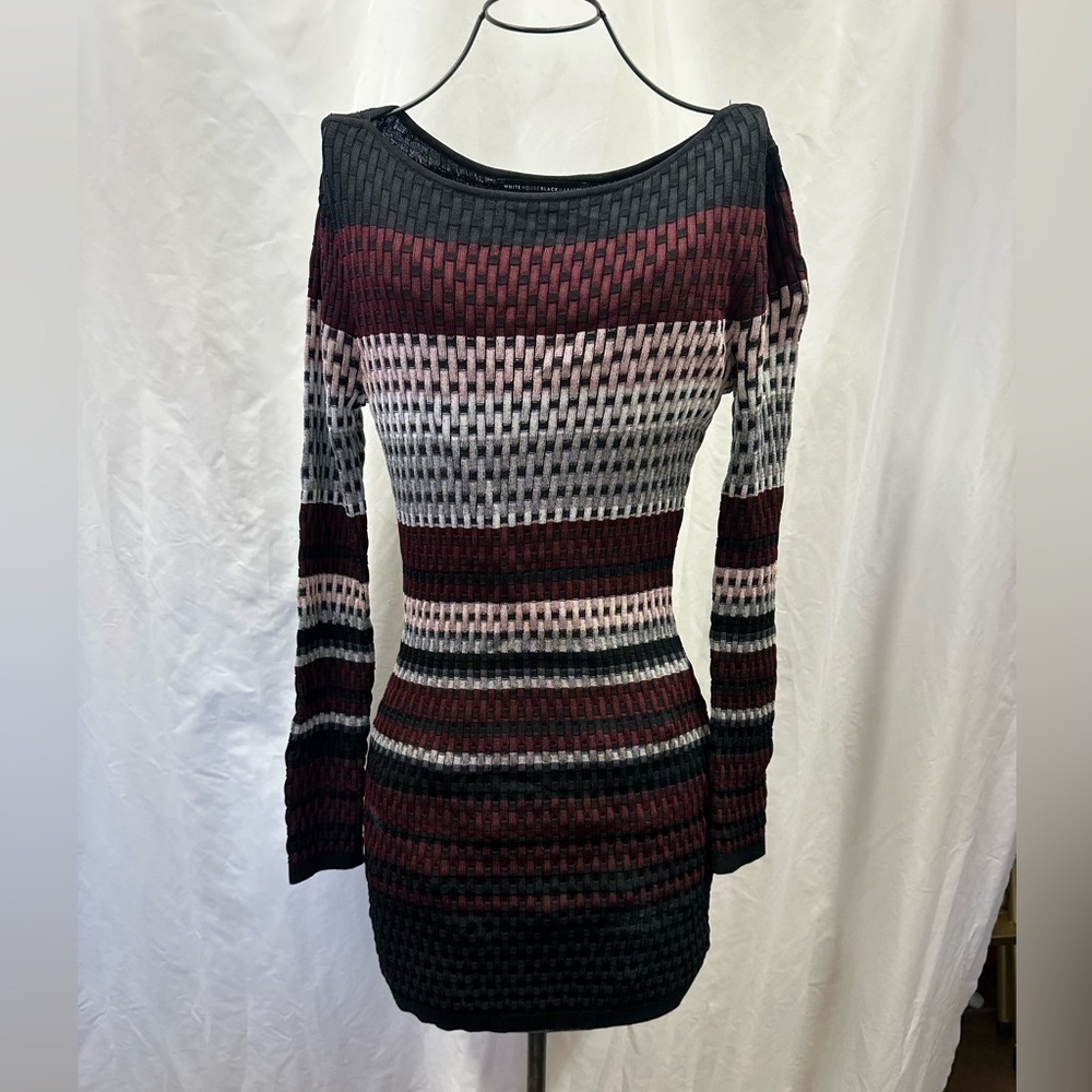 White House black Market striped knit long sleeve mini dress size S - Picture 1 of 6